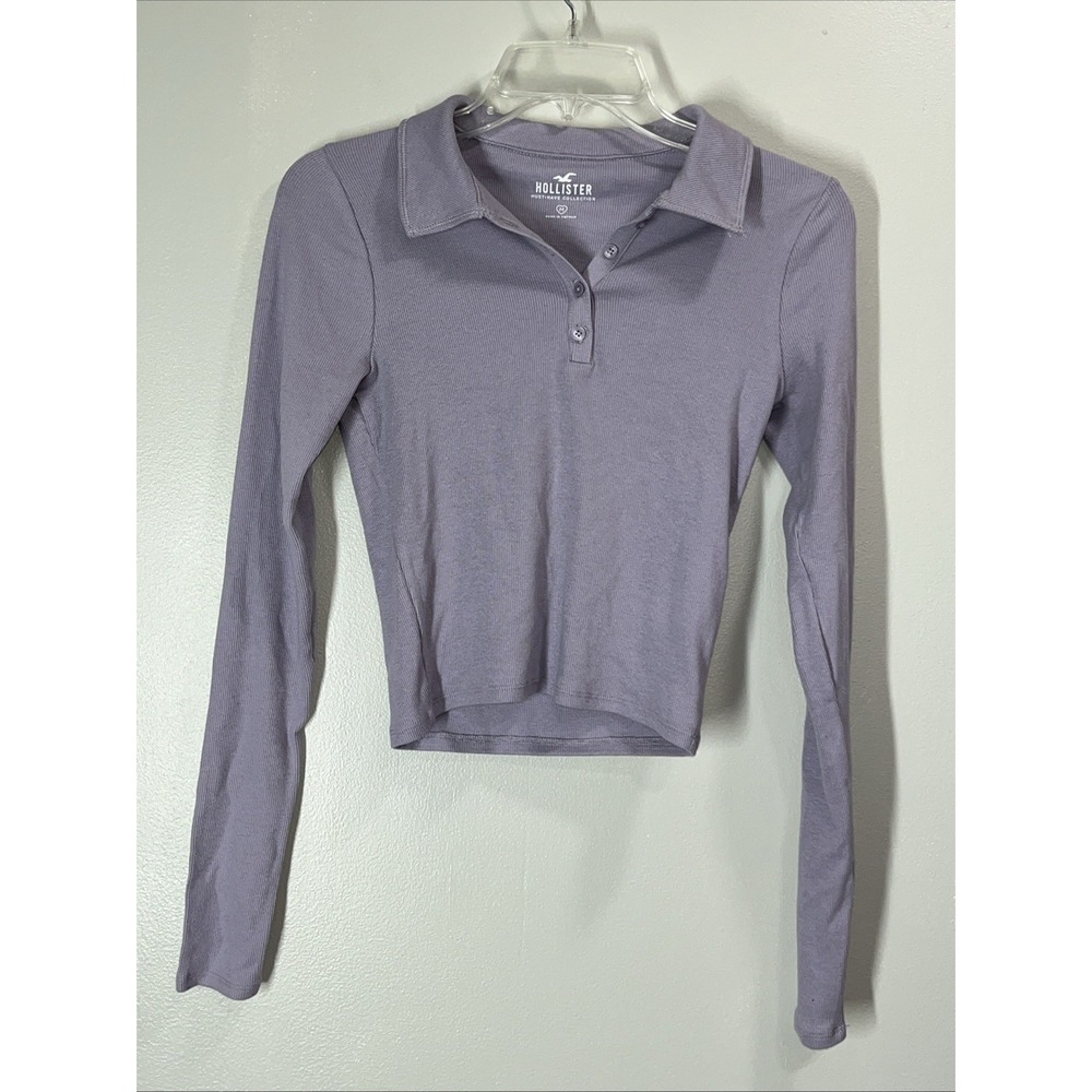 Hollister women's long sleeve purple top crop medium NWT